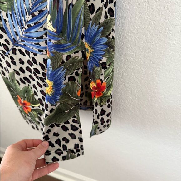 BCBG Vintage Y2K Tropical Floral & Leopard Print Sleeveless Midi Dress – Small - Picture 6 of 8